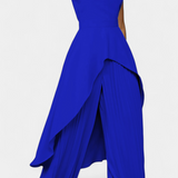 Chrysoula Asymmetrical Sleeveless Outfit with Pleated Trousers