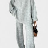 Quirina Relaxed Ensemble with Round Neckline and Flowing Pants