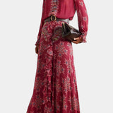 Bohemian Print Ruffled Chiffon Set by Amancia