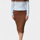 Sidonie Two-Tone Long Sleeve Midi Knit Dress Ensemble