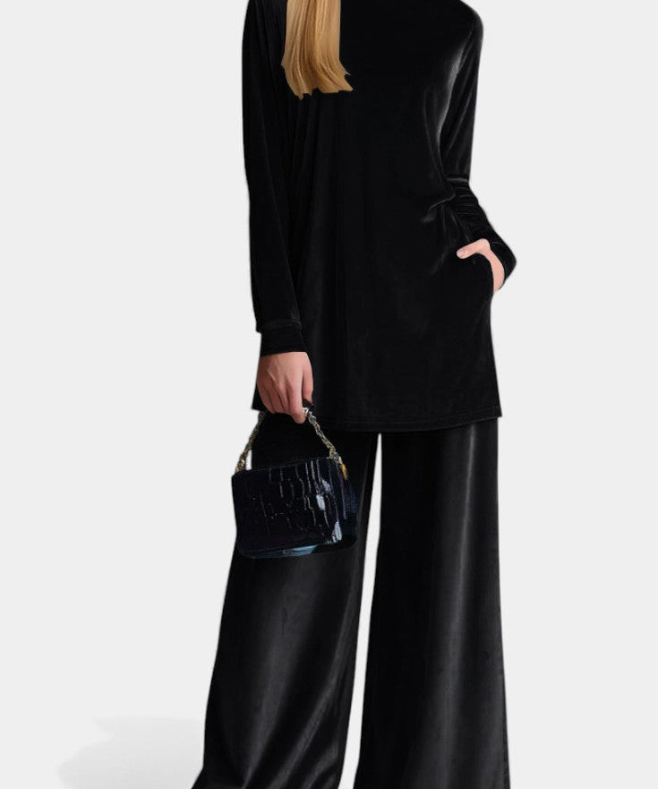 Tifenn Velvet High Neck Split Jumpsuit