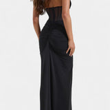 Angelina Mesh Corset Halter with Gathered Maxi Skirt Ensemble