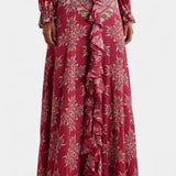 Bohemian Print Ruffled Chiffon Set by Amancia