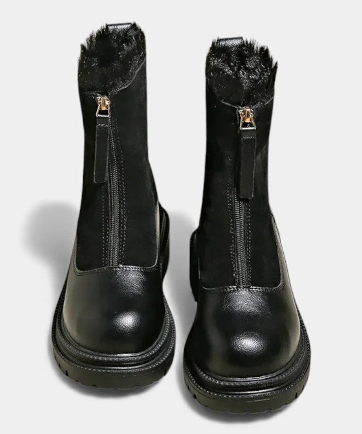 Gertrud Cleated Sole Boots with Faux Fur Trim