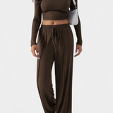 Celaen Elastic-Fit Viscose Yoga Set with Round Neck