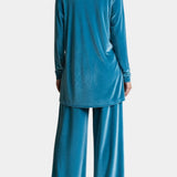 Tifenn Velvet High-Top Sneakers and Split Pants with High Collar