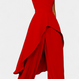 Chrysoula Asymmetrical Sleeveless Outfit with Pleated Trousers