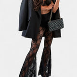 Demelza Set: Belted Blazer with Floral Lace Mermaid Trousers