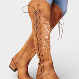 Antonine Vintage Western Lace-Up Boots with Embroidery