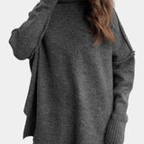 Xylia Turtleneck Knit Set with Wide-Leg Pants