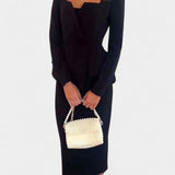 Ediline Blazer Set with Square Collar and Flowing Long Skirt