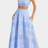 Danitza Floral Lace Two-Piece Set: Crop Top & Maxi Skirt