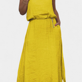 Meliora Linen-Cotton Set with Sleeveless Vest and Maxi Skirt