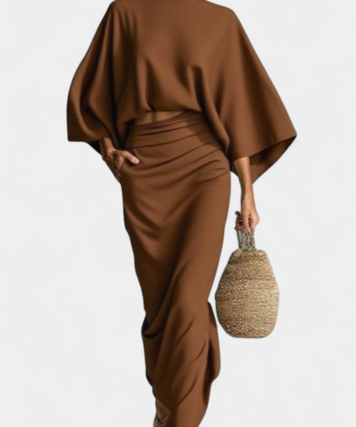 Marlon Long Sleeve Casual Ensemble with Flowing Maxi Skirt
