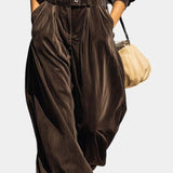 Riana Vintage Brown Velvet Hooded Ensemble with Relaxed Pants