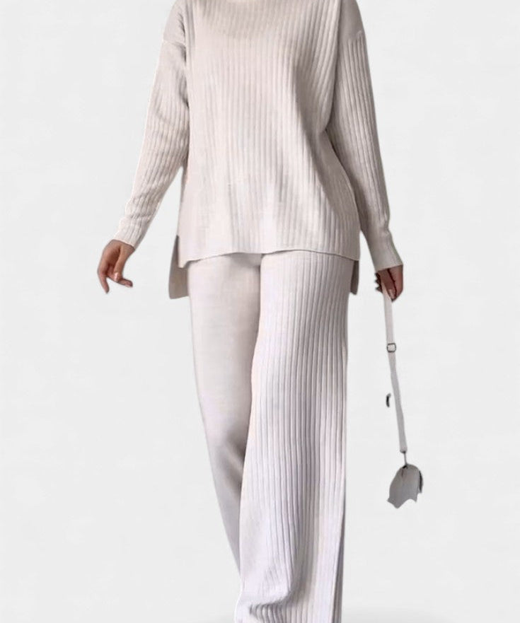 Florisse Stylish Casual Knit Set with Side Slit