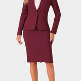 Komoren Chic Blazer and Pencil Skirt Ensemble with Notched Collar