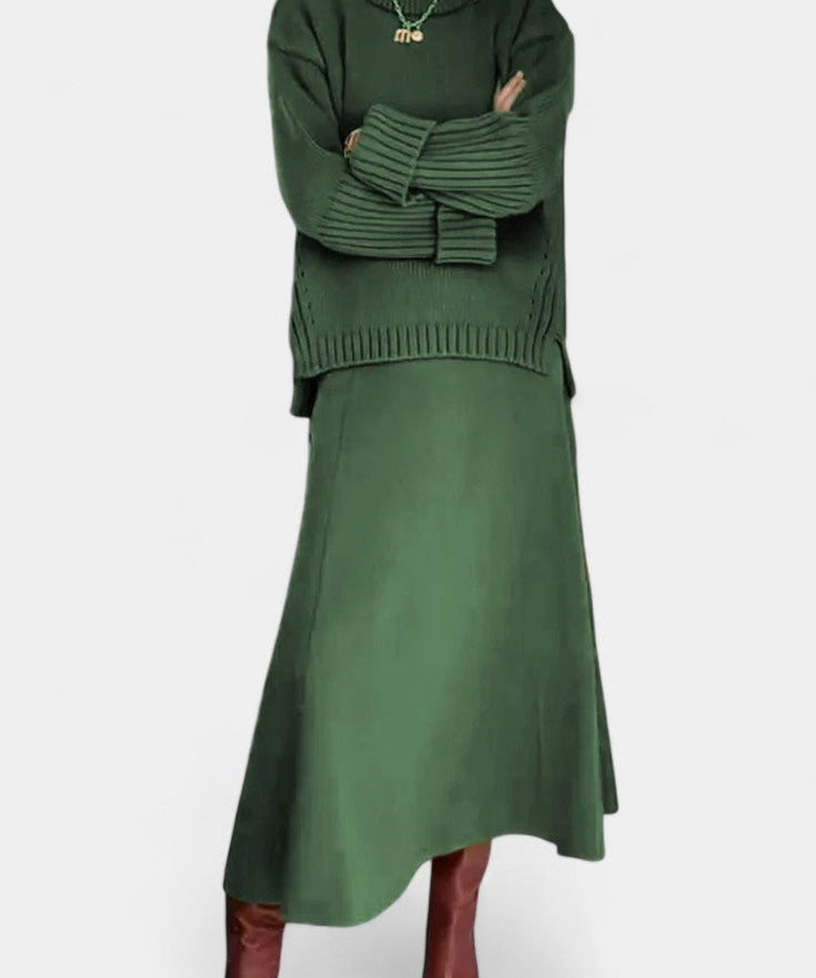 Patricia High Neck Sweater and Ribbed Maxi Skirt Set