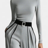 Kirralee Set Featuring a Stylish High Collar and Flared Wide Leg Pants