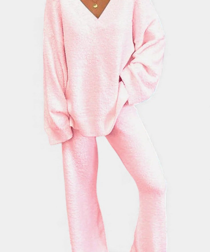 Siléale Cozy V-Neck Two-Piece Daily Outfit
