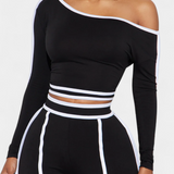Krystelle Off-Shoulder Set with Bold Striped Accents
