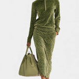 Avdotya Retro Leopard High Collar Ensemble