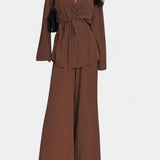 Amy V-Neck Blazer and Flared Pants Set