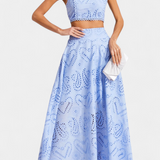 Danitza Floral Lace Two-Piece Set: Crop Top & Maxi Skirt