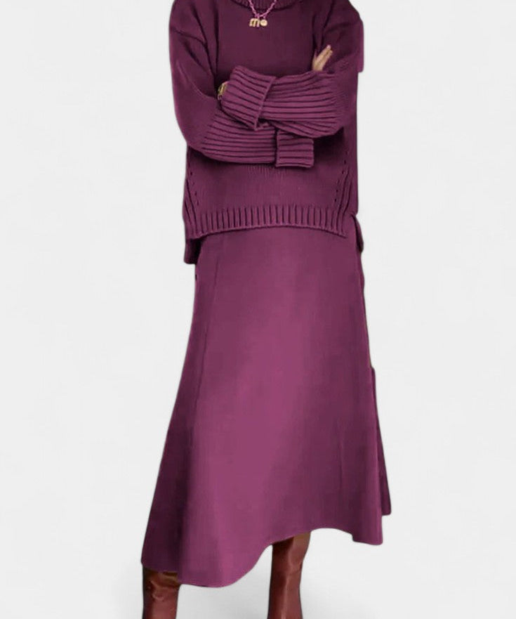 Patricia High Neck Sweater and Ribbed Maxi Skirt Set