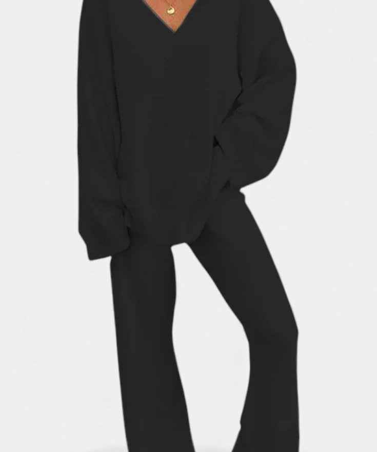 Siléale Cozy V-Neck Two-Piece Daily Outfit