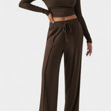 Celaen Elastic-Fit Viscose Yoga Set with Round Neck