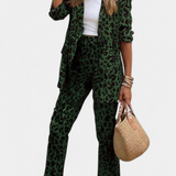 Nusa Tailored Blazer with High-Waisted Leopard Print Trousers