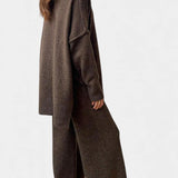 Xylia Turtleneck Knit Set with Wide-Leg Pants