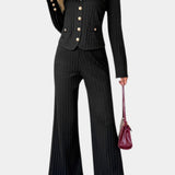 Nahia Minimalist Knit Top with Wide-Leg Pants Set