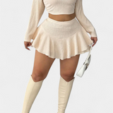 Daline Long Sleeve Contemporary Ensemble with Ruffled Skirt