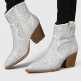 Berenice Zippered Patchwork Boots with Durable Sole