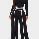 Krystelle Off-Shoulder Set with Bold Striped Accents