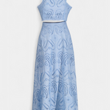 Danitza Floral Lace Two-Piece Set: Crop Top & Maxi Skirt