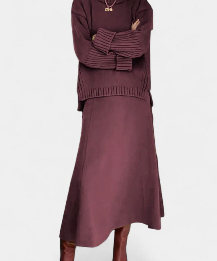 Patricia High Neck Sweater and Ribbed Maxi Skirt Set