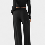 Celaen Elastic-Fit Viscose Yoga Set with Round Neck