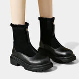 Gertrud Cleated Sole Boots with Faux Fur Trim