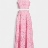 Danitza Floral Lace Two-Piece Set: Crop Top & Maxi Skirt
