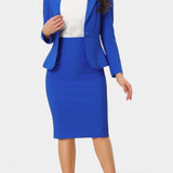 Komoren Chic Blazer and Pencil Skirt Ensemble with Notched Collar