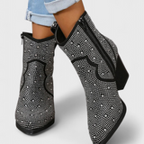 Berenice Zippered Patchwork Boots with Durable Sole