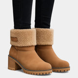 Luise Sienna Faux Fur Block Heel Ankle Boots