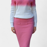 Sidonie Two-Tone Long Sleeve Midi Knit Dress Ensemble