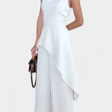 Chrysoula Asymmetrical Sleeveless Outfit with Pleated Trousers