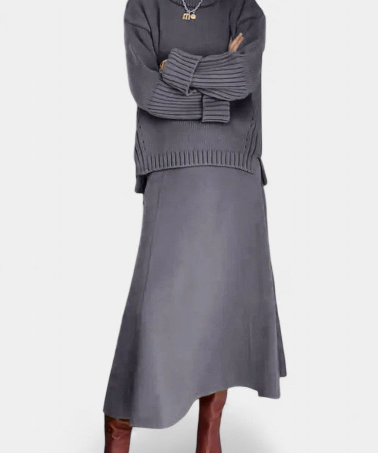 Patricia High Neck Sweater and Ribbed Maxi Skirt Set