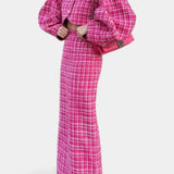 Frankie Blazer and Plaid Tweed Skirt Set