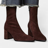 Célie Pointed Toe Ankle Boots with Block Heel